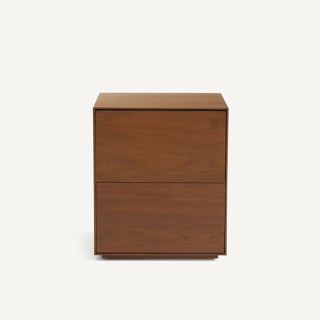 MDF met notenhout gefineerd bureauonderstel met 2 laden, MIKUBE