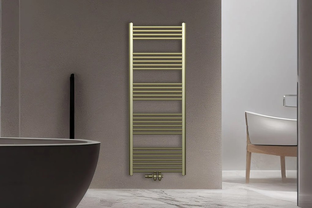 Sanigoods Base handdoek radiator 160x60cm 557 watt MO aansluiting geborsteld goud