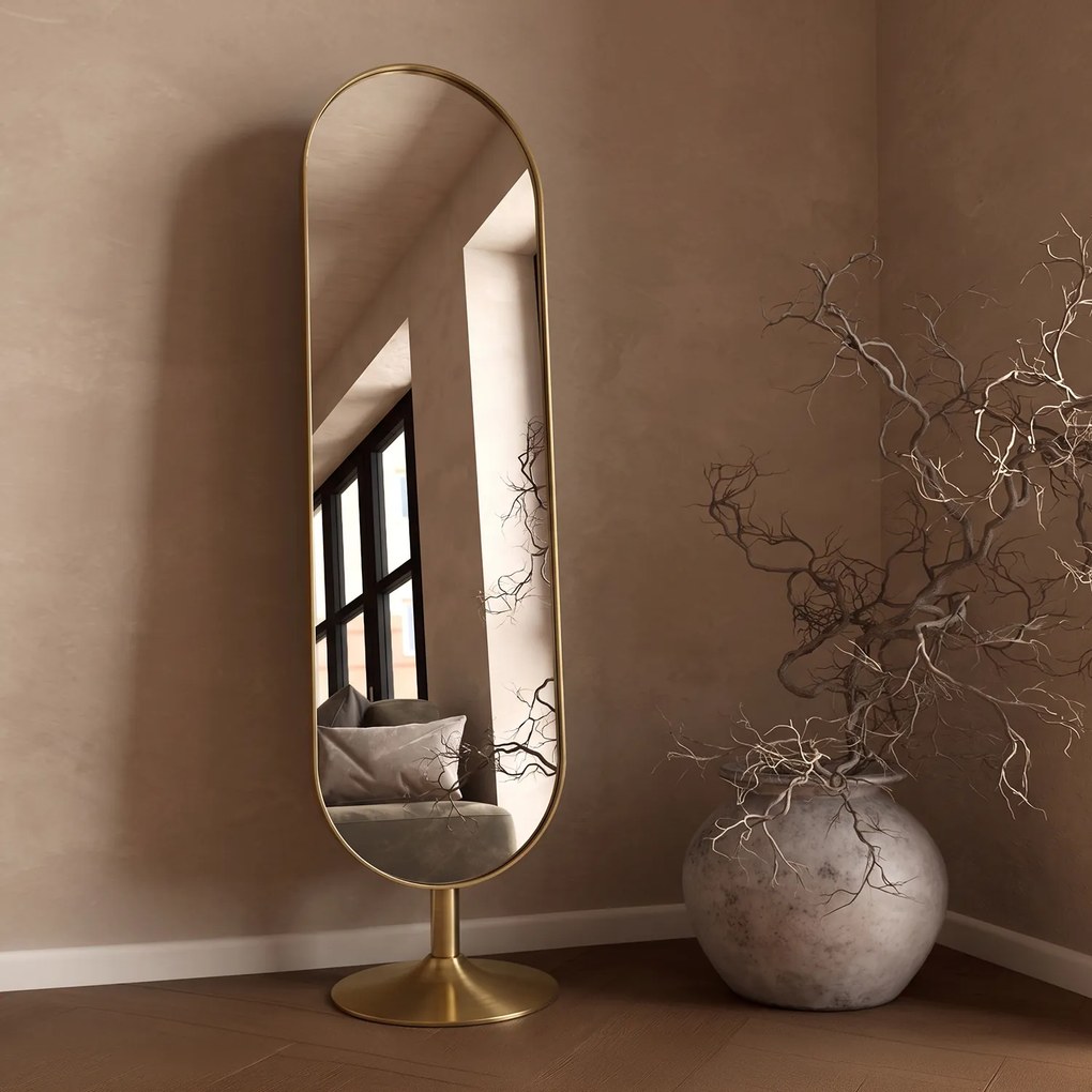 Kare Design Curve Staande Spiegel Messing - 40x170cm