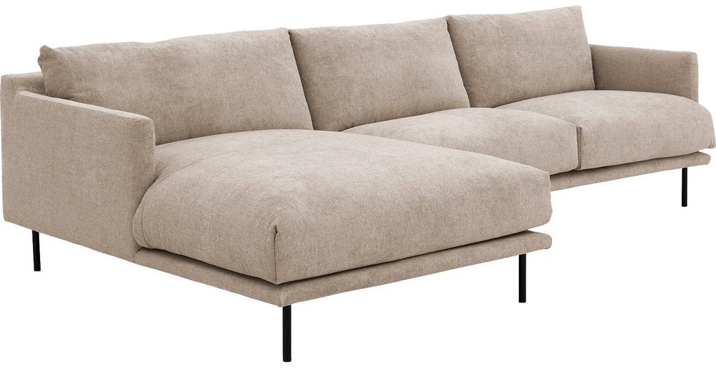 Goossens Bank Luxor Stof beige, stof, 2,5-zits, modern design met chaise longue links