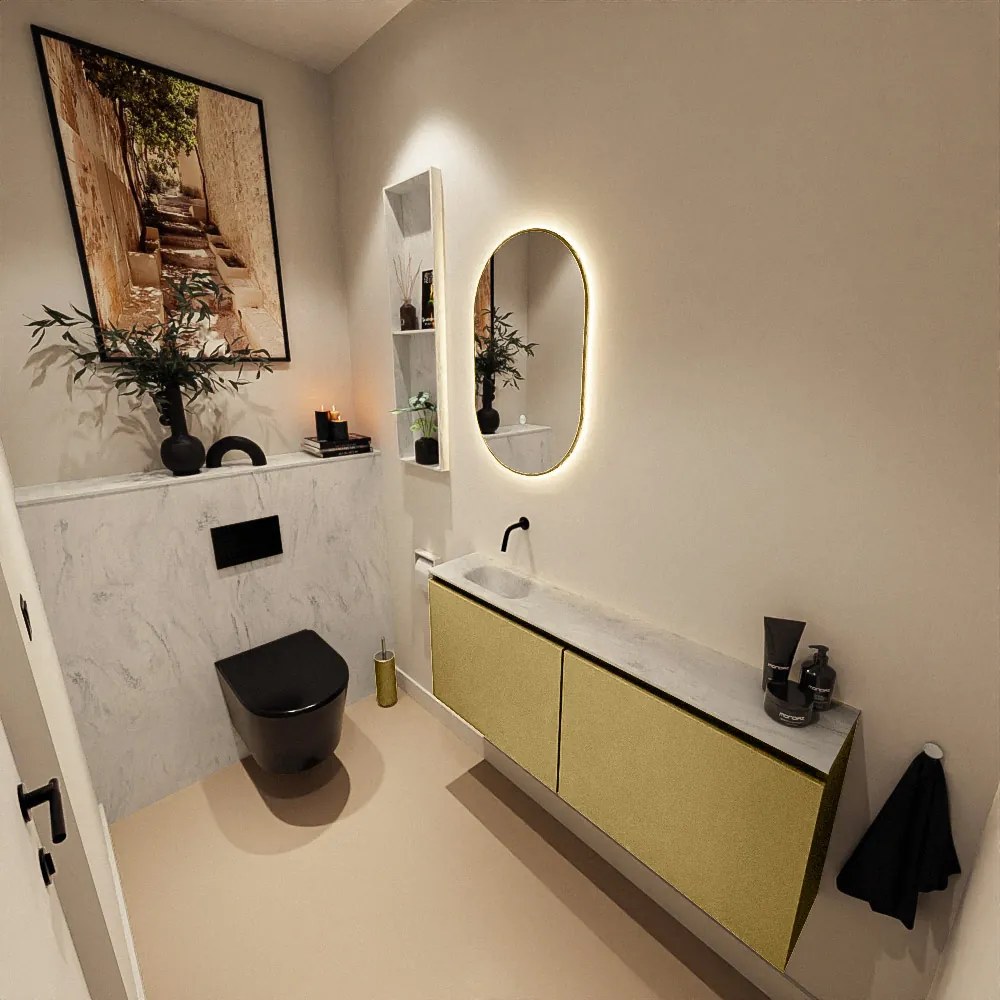 Mondiaz Ture DLux toiletmeubel 120cm oro met wastafel opalo links zonder kraangat