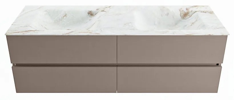 Mondiaz Vica DLux badmeubel 150cm smoke 4 lades met wastafel frappe dubbel zonder kraangat