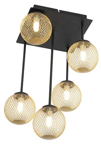 Moderne plafondlamp zwart met goud 5-lichts - Athens Wire Landelijk G9 rond Binnenverlichting Lamp