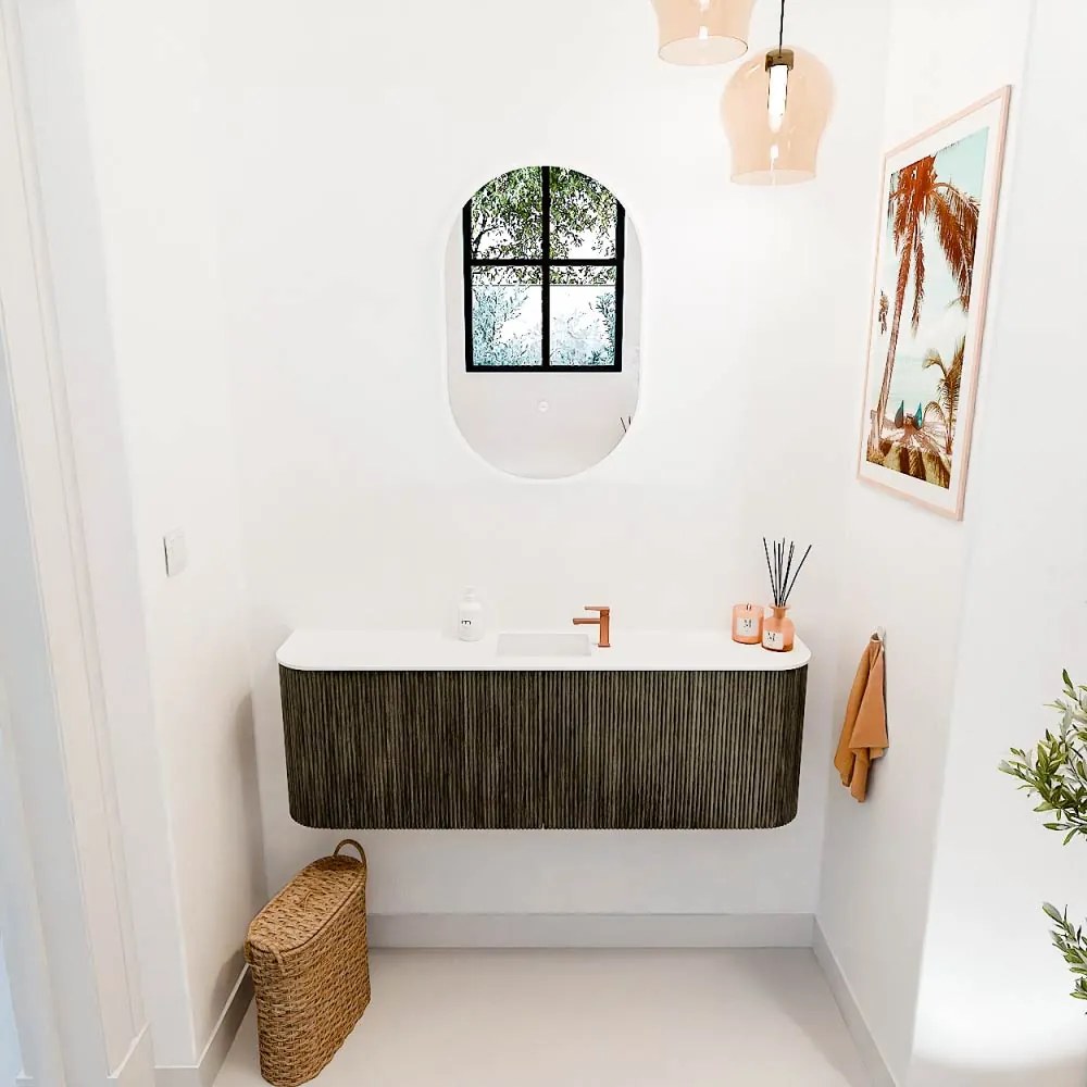 Mondiaz Joya 125cm toiletmeubel ronding links/rechts shadow met wastafel faye midden 1 kraangat talc