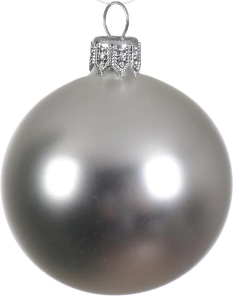 6 Glazen kerstballen mat 6 cm zilver