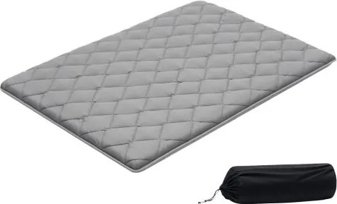 VEVOR Japanse futonmatras (2032 x 1372 x 89 mm), opvouwbare tatami-vloermatras (tweepersoonsformaat) met opbergtas en bevestigingsmateriaal, 9-laags slaapmat voor meditatie en yoga, grijs