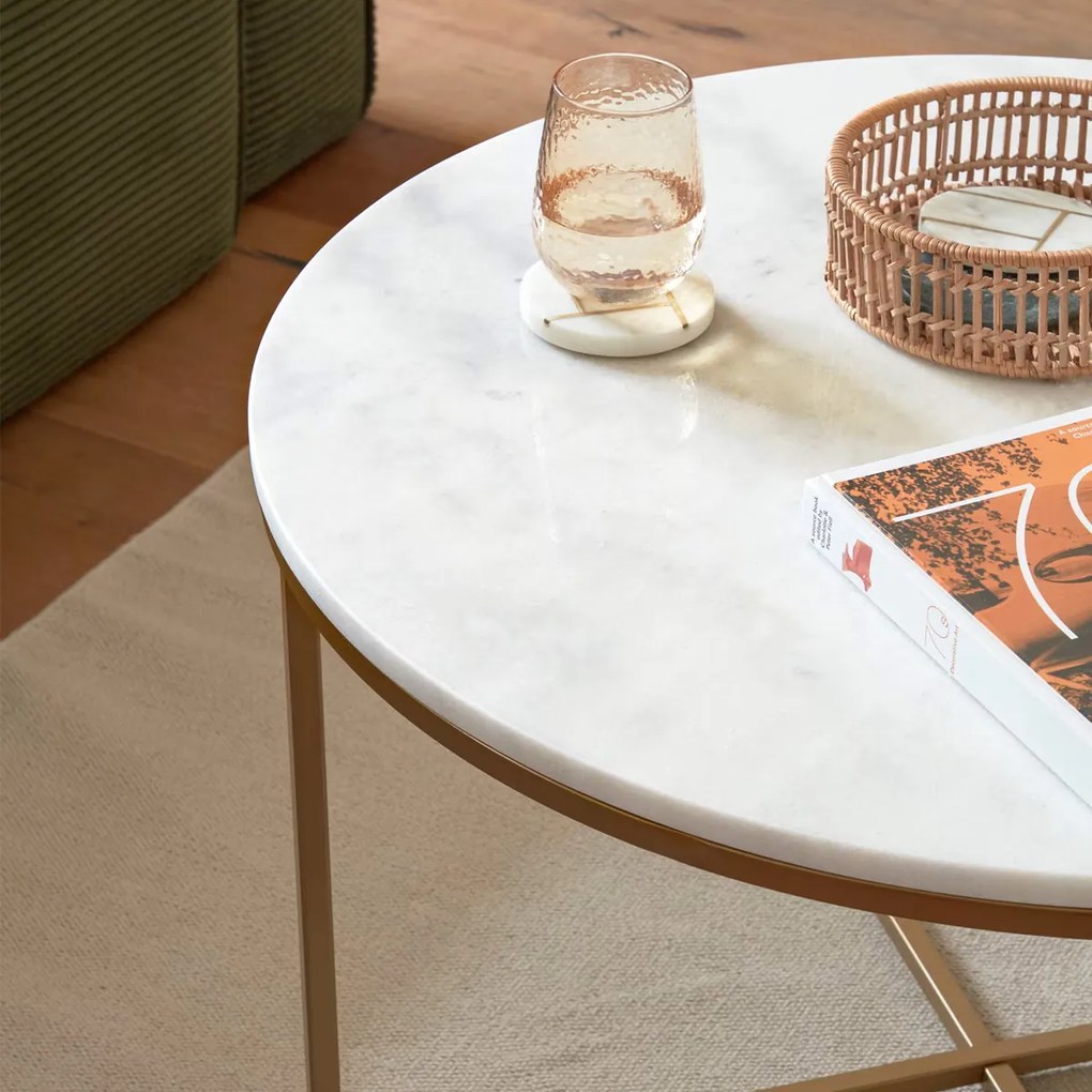 Kave Home Sheffield Salontafel Wit Marmer Rond - 80 X 80cm.