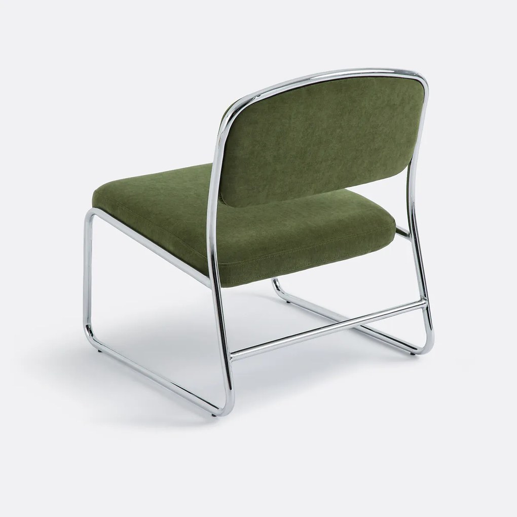 Fauteuil van chroom en stof, Celestina