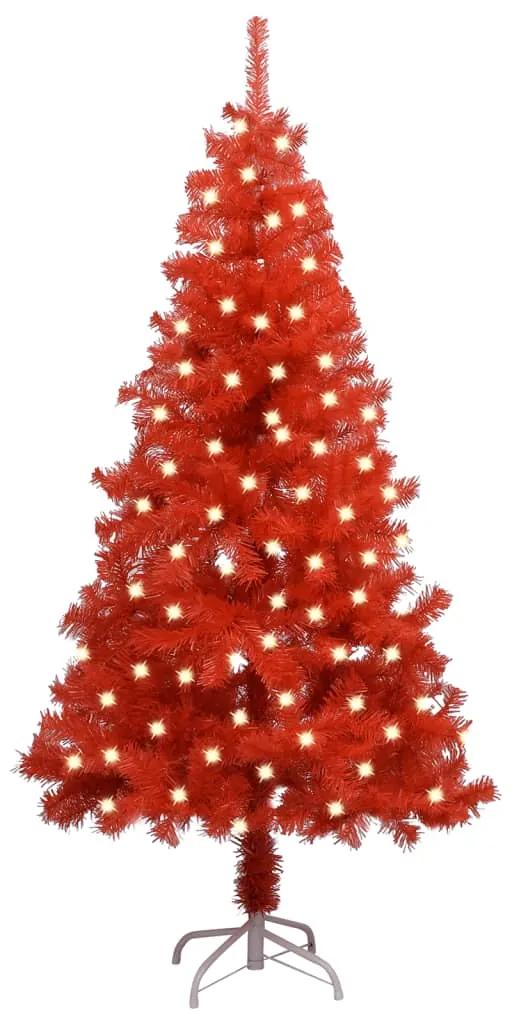 vidaXL Kunstkerstboom met LED's en standaard 120 cm PVC rood