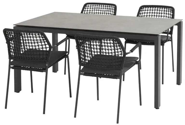 Taste by 4 Seasons Barista dining set met Goa HPL tafel 160 cm dark grey  Tuinset    antraciet weerbestendig