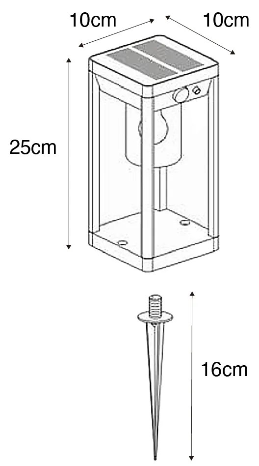 Staande buitenpaal donkergrijs 25 cm met dimlicht en sensor op solar - Sonne