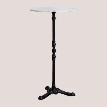 Roma Marmeren Hoge Bartafel Wit Marmer & Rond & Zwart - Sklum