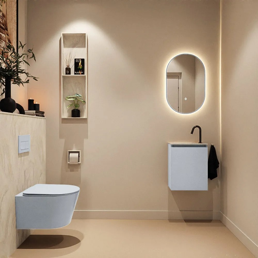 Mondiaz Ture DLux toiletmeubel 40cm clay met wastafel ostra links met kraangat