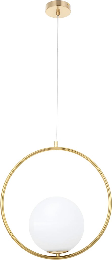 Plafondlamp Hangende Glazen Bol Wit Goud G109-1W Gold