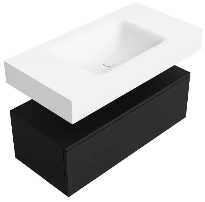 Zaro Alan badmeubel 90cm urban 1 lade met vrijhangende wastafel cloud midden 1 kraangat talc