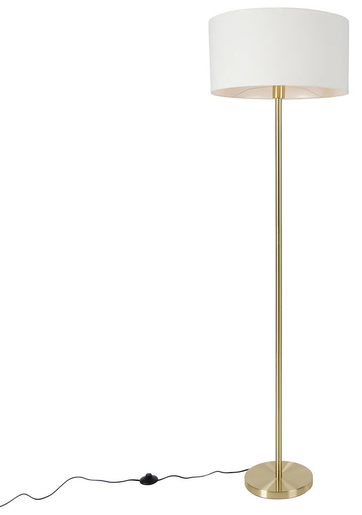 Vloerlamp messing met kap wit 50 cm - Simplo