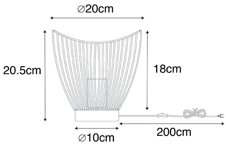 Moderne tafellamp zwart 20 cm - Pua Design, Modern E27 rond Binnenverlichting Lamp