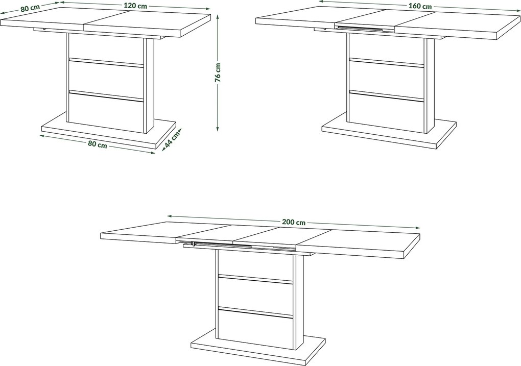 Mazzoni PIANO eiken artisan / beige - moderne uitschuifbare tafel tot 200 cm