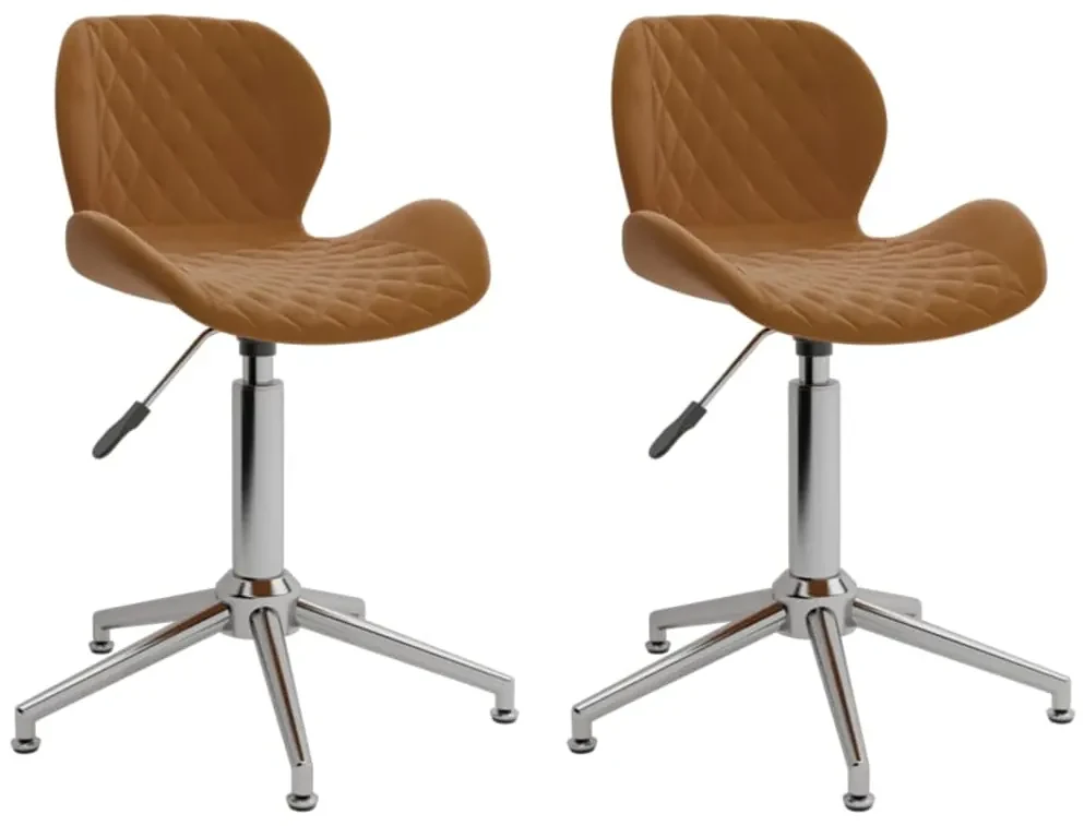 vidaXL Eetkamerstoelen draaibaar 2 st fluweel bruin