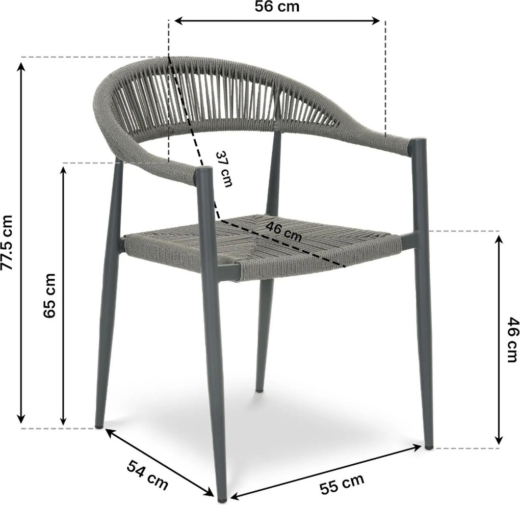 Tuinset Ronde Tuintafel 6 personen 150 cm Rope Grijs  De Laan Projects