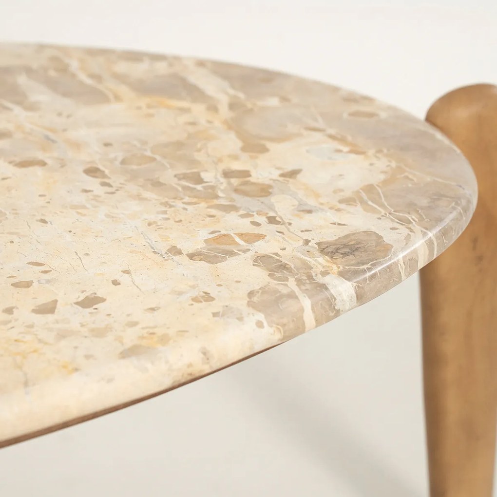 Salontafel Hout En Marmer L - 85 X 85cm.