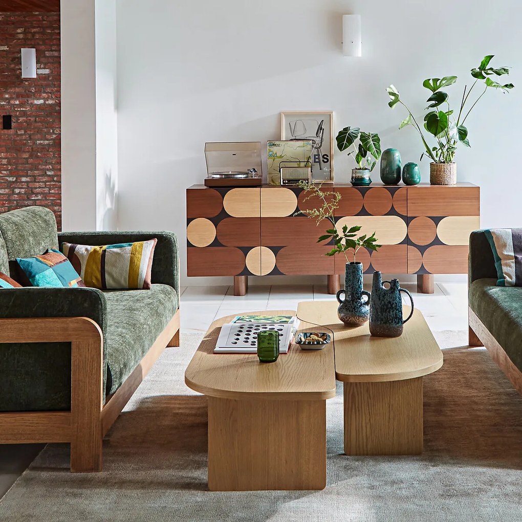 Set van 2 salontafels in fineereik, Docha