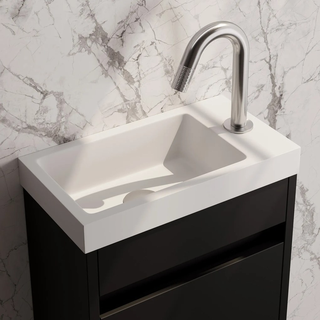 Brauer Brushed Carving opbouw fonteinkraan met gebogen uitloop RVS geborsteld PVD