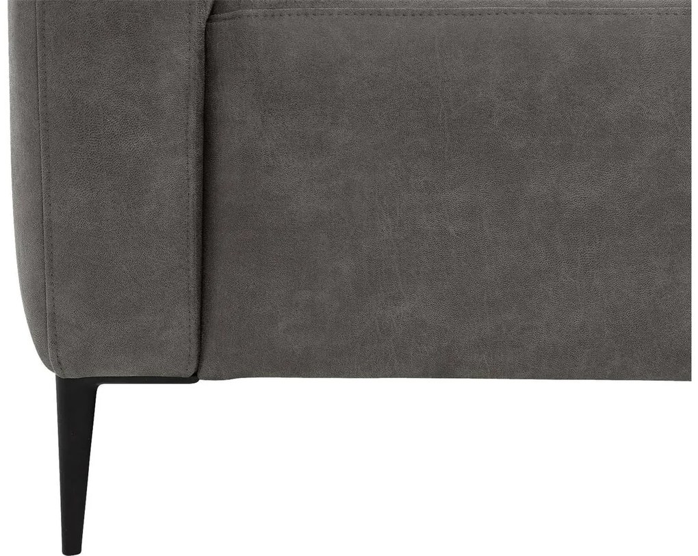 Goossens  Key West grijs, micro leer, 3-zits, modern design met ligelement rechts