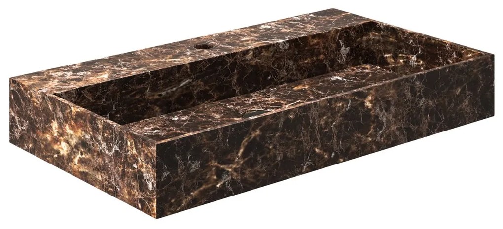 Saniclear Dark Emperador marmeren wastafel 80x46cm met kraangat