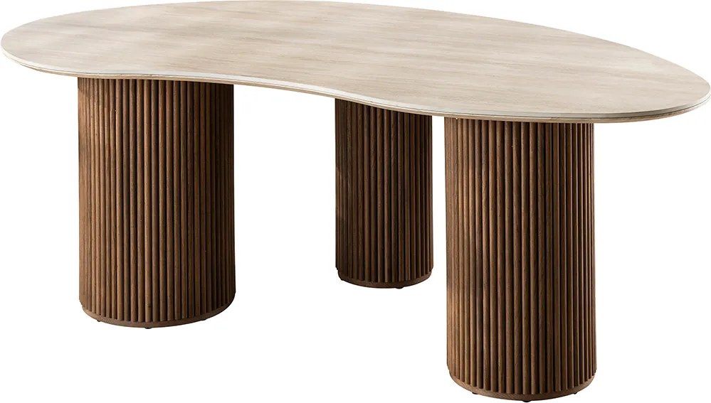 Niervormige Eettafel Travertin 215 Cm - 215 X 122cm.