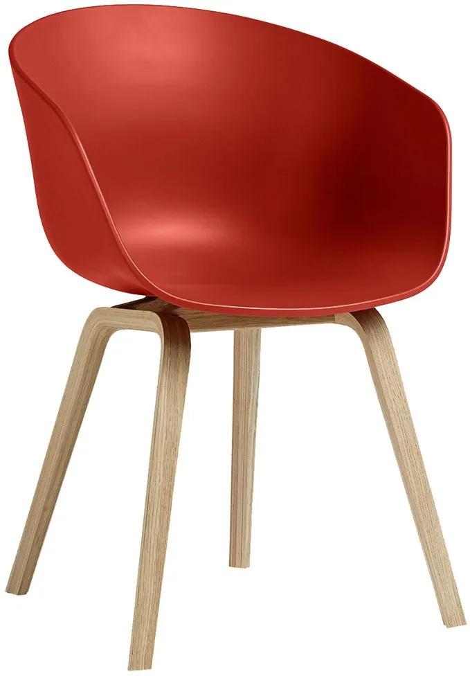 Hay AAC22 stoel met gelakt onderstel kuip warm rood