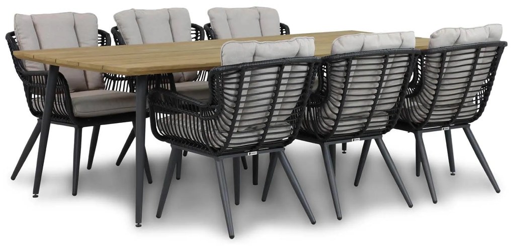 Tuinset 6 personen 240 cm Wicker/Aluminium/Aluminium/wicker Zwart Coco Azzano/Montana