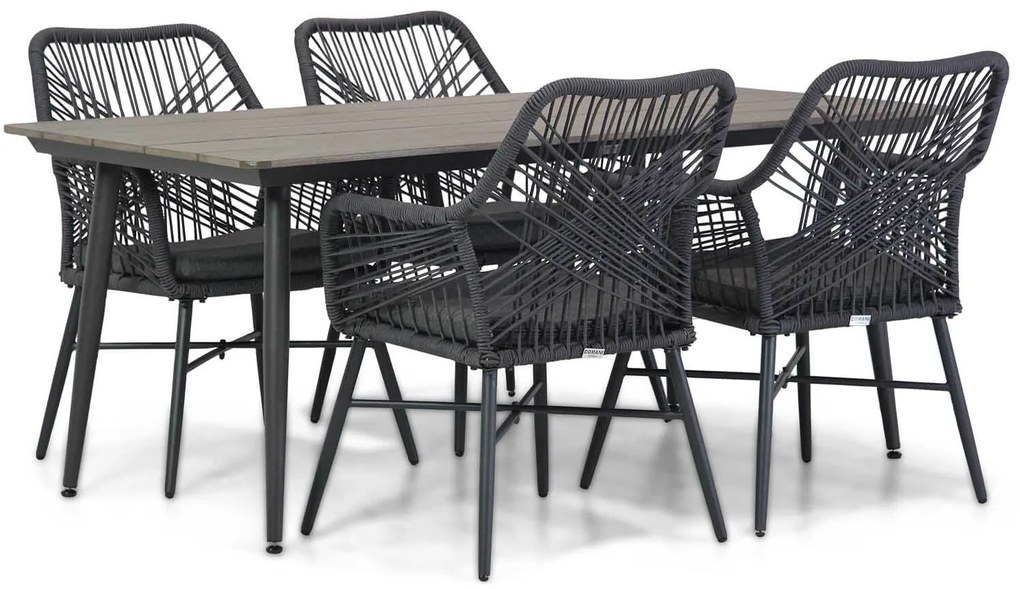 Tuinset 4 personen 180 cm Rope /Aluminium/teak Grijs Domani Furniture Foris/Matale