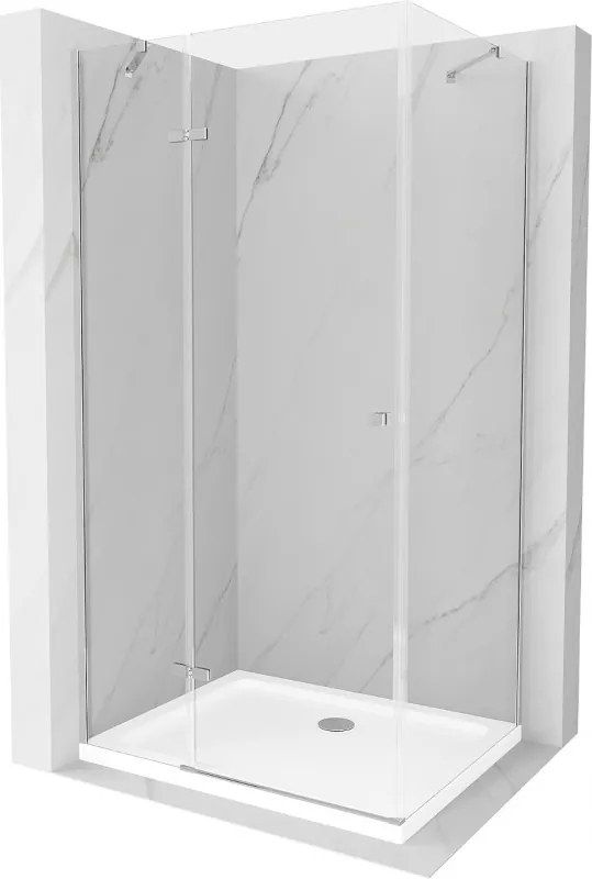 Mexen Roma draaideur douchecabine 120 x 90 cm, transparant, chroom + vlakke douchebak - 854-120-090-01-00-4010