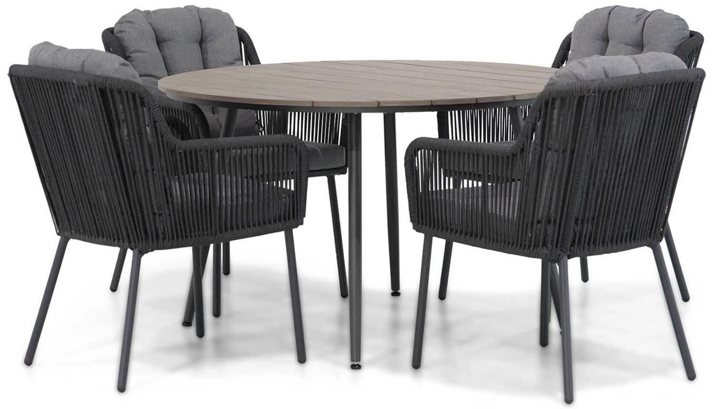Tuinset Ronde Tuintafel 4 personen 125 cm Rope Grijs Santika Furniture Santika