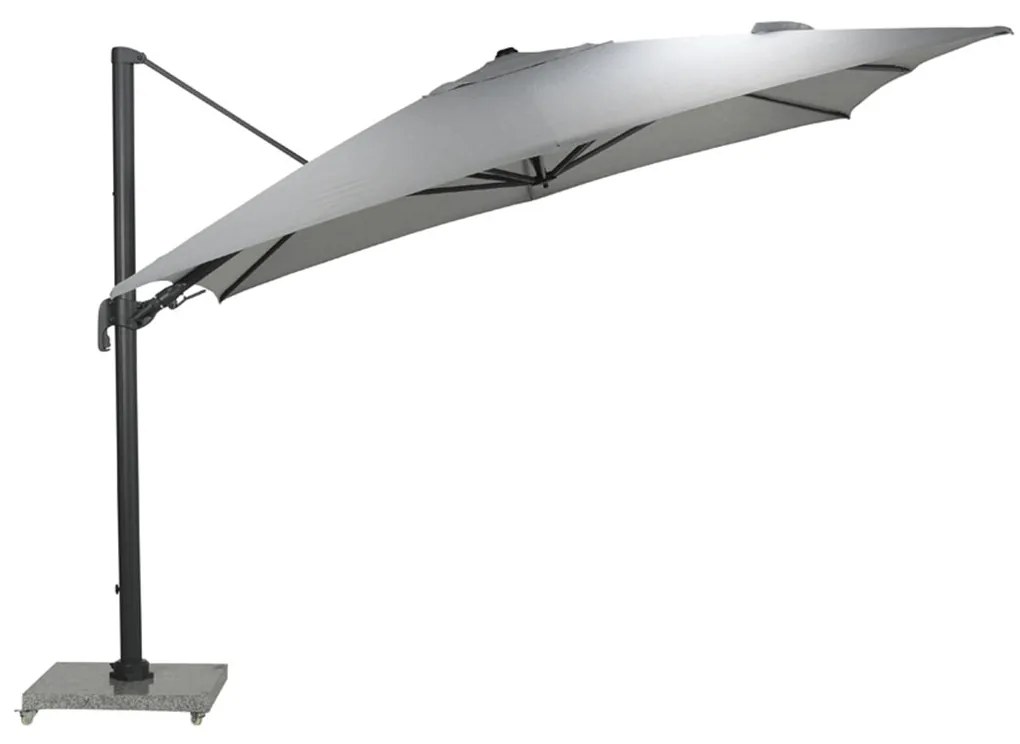 Garden Impressions Hawaii Big Pole zweefparasol 350x350 cm - donker grijs frame - licht grijs doek