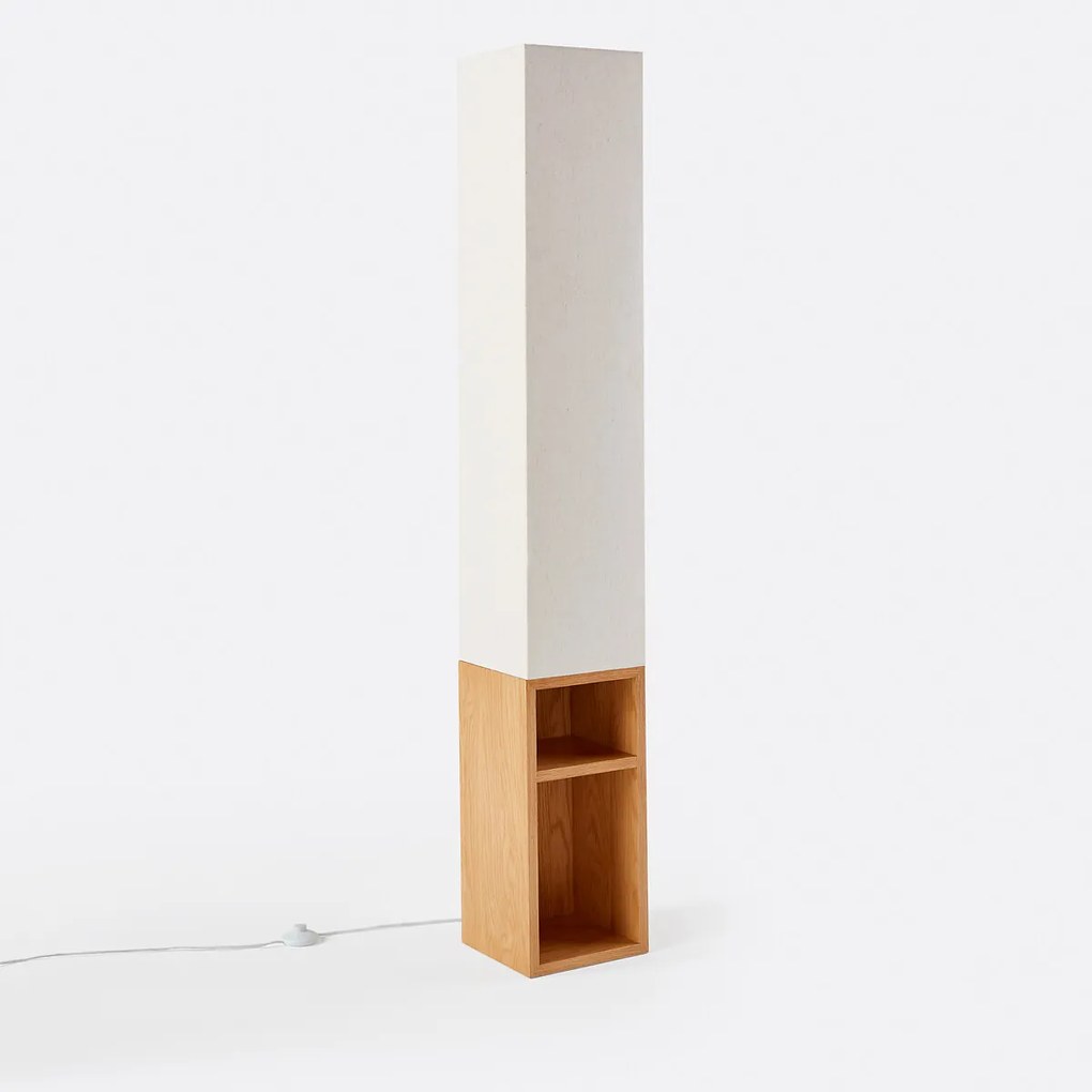 Staande lamp in gefineerd MDF eik en linnen, Archi