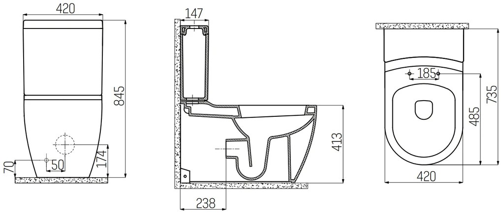 Sanigoods Grande breed staand toilet met bidetsproeier