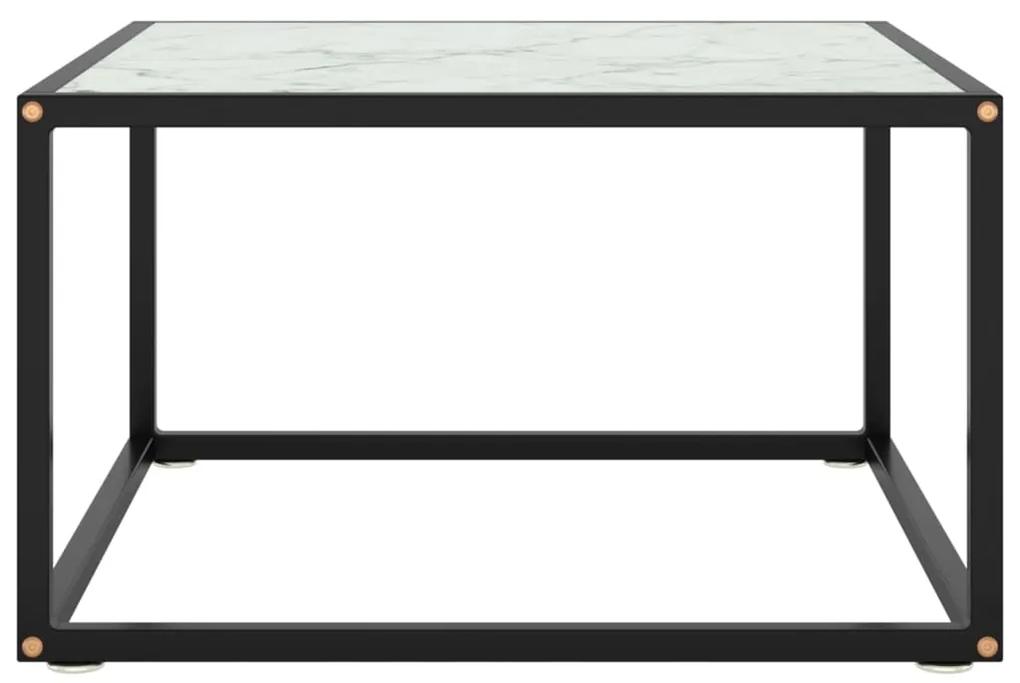 vidaXL Salontafel met wit marmerglas 60x60x35 cm zwart