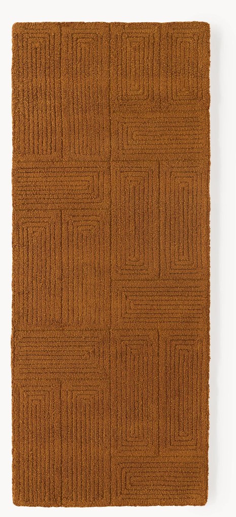 Handgetufte wollen loper Alexia met geometrisch patroon