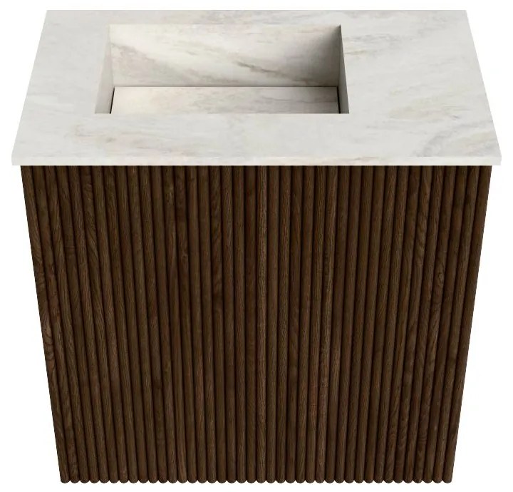Mondiaz Joya DLux 40cm toiletmeubel walnut met wastafel faye links zonder kraangat ostra