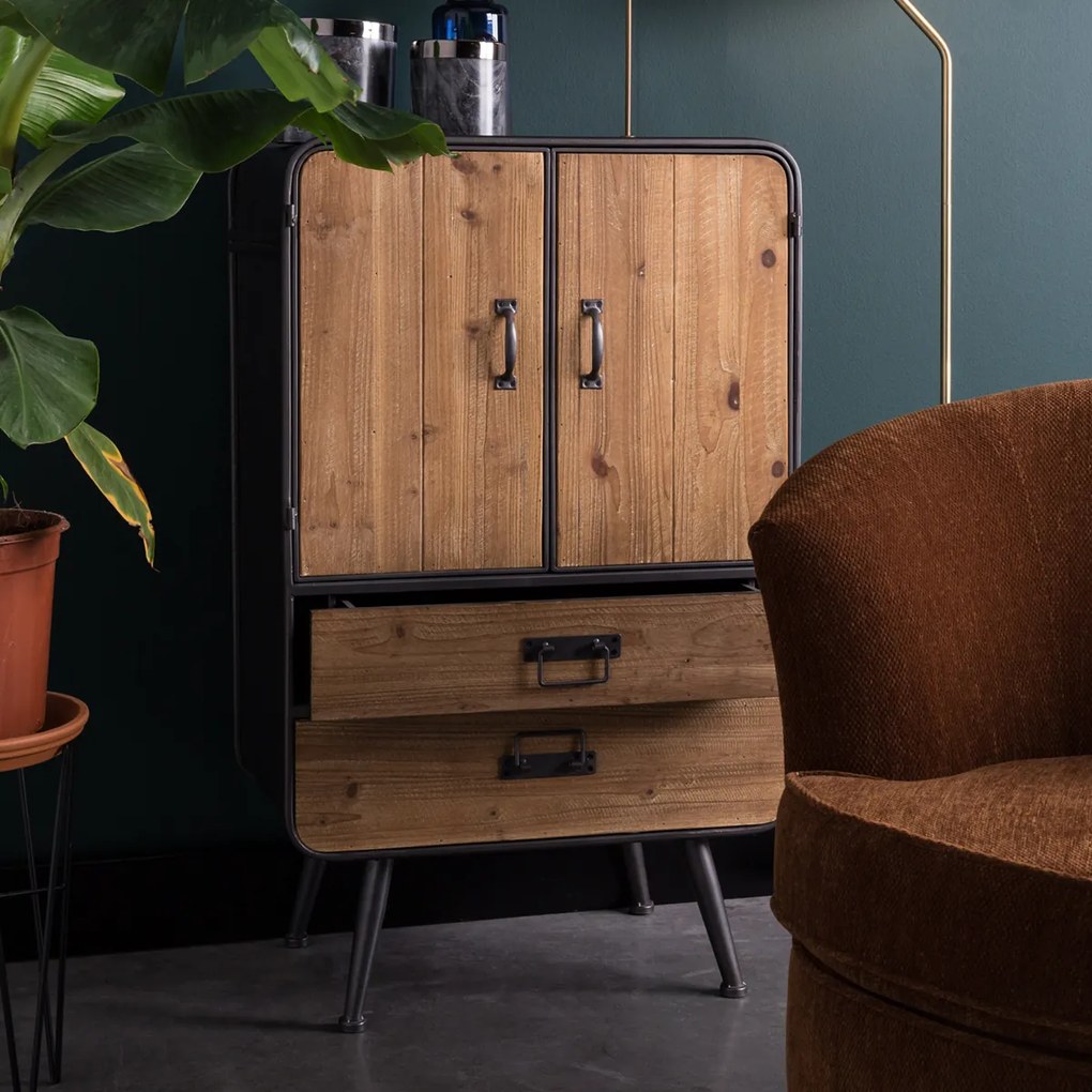 Dutchbone Gin Industrieel Kastje Vurenhout - 60x38x100cm.