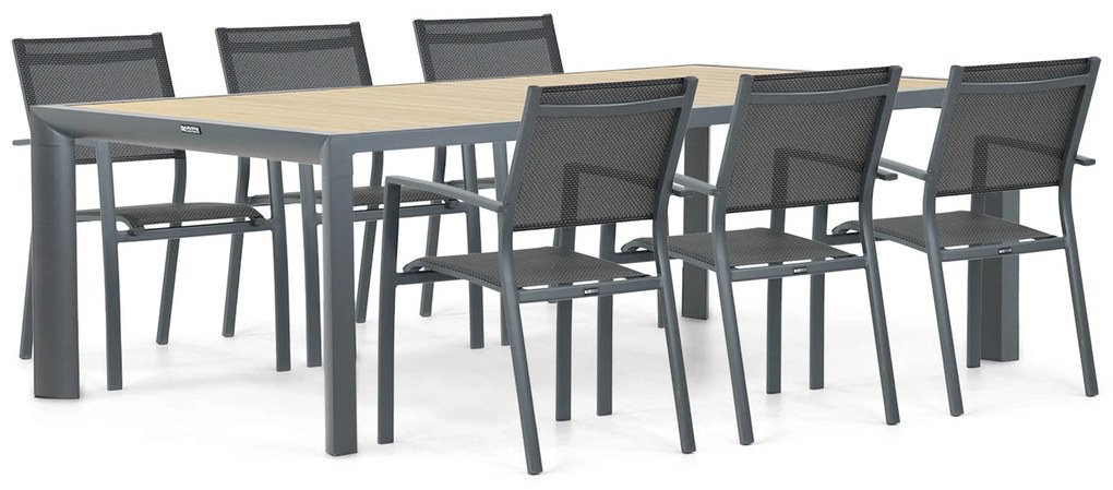 Tuinset 6 personen 240 cm Aluminium/textileen Grijs Lifestyle Garden Furniture Sella/Borello