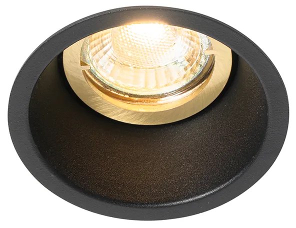 Set van 6 moderne inbouwspots zwart met goud draai- en kantelbaar - Alloy