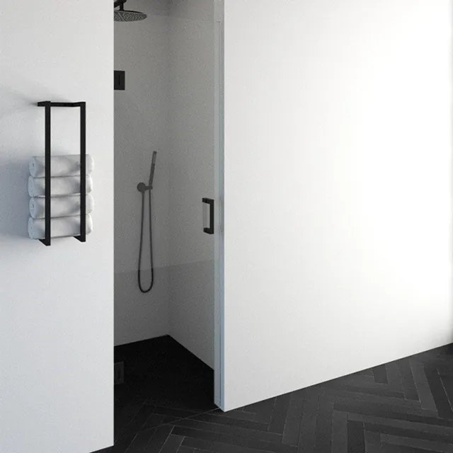 BRAUER Void nisdeur helder glas 60x200 omkeerbaar incl. glascoating mat zwart GS-VON1H60200MZ