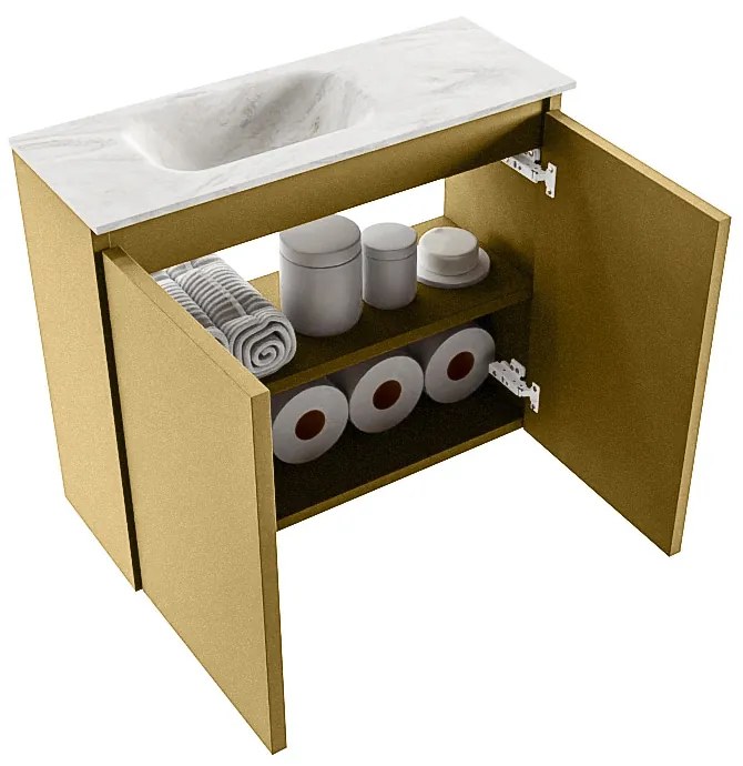 Mondiaz Ture DLux toiletmeubel 60cm oro met wastafel ostra links met kraangat