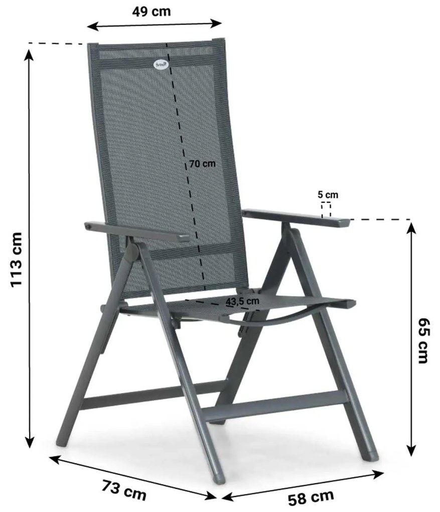Tuinset 4 personen 155 cm Aluminium/textileen Grijs Hartman Aruba/Young
