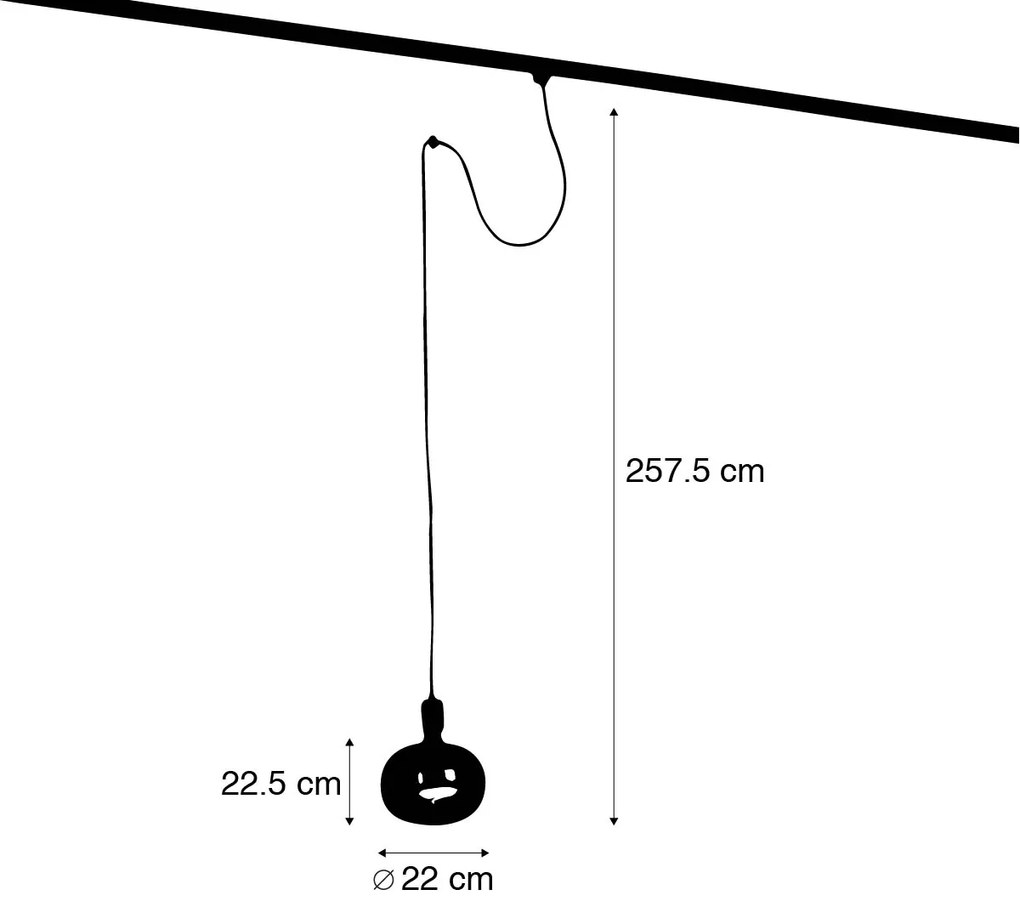 Hanglamp met rail ophanging zwart incl. LED G220 - Cavalux Industriele / Industrie / Industrial Minimalistisch E27 Binnenverlichting Lamp