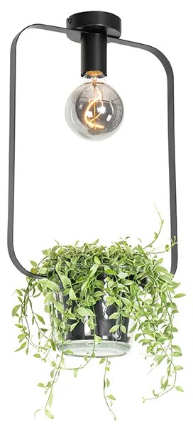 Moderne plafondlamp zwart met glas rechthoekig - Roslini Modern E27 Binnenverlichting Lamp