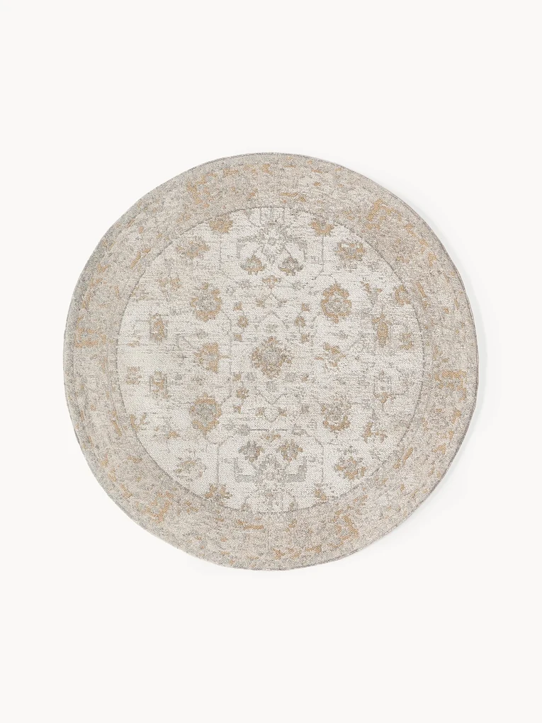 Rond chenille vloerkleed Loire, handgeweven